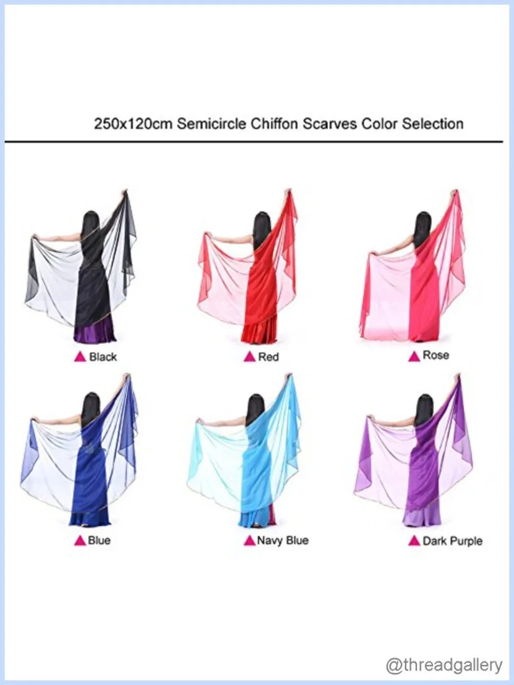 Lightweight Semicircle Chiffon Scarf Shawl Veil Belly Dance Costume Sequin Trim
